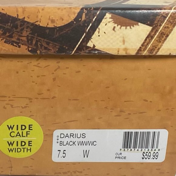 Unr8ted, Darius, Black Knee High Boot, Wide Calf, Round Toe, Buckle, Size 7.5 W - Picture 13 of 15